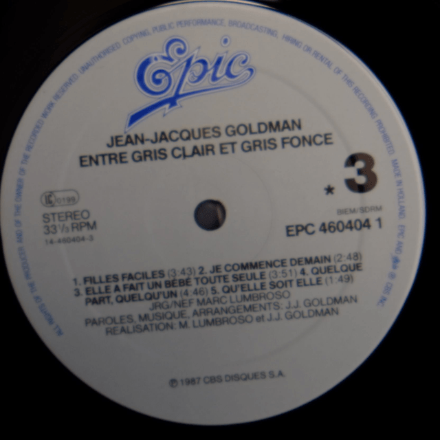 JEAN-JACQUES GOLDMAN - "Entre gris clair et gris foncé"