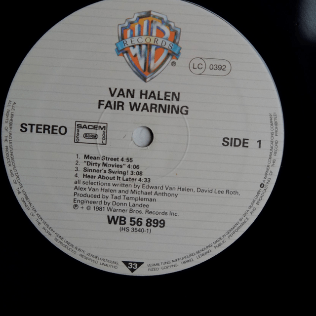 VAN HALEN - Fair warning