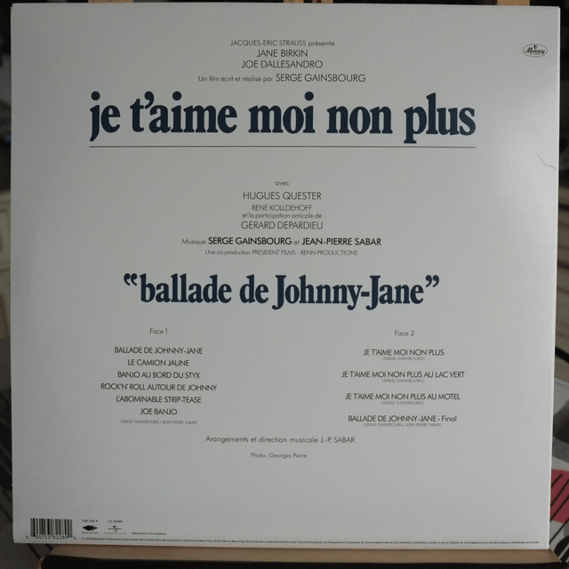 SERGE GAINSBOURG - B.O du film "Je t'aime moi non plus"