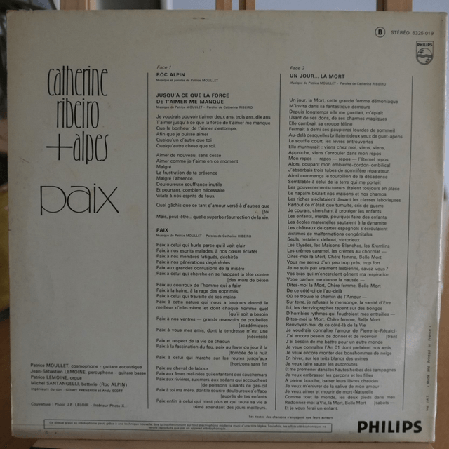 CATHERINE RIBEIRO + ALPES - Paix