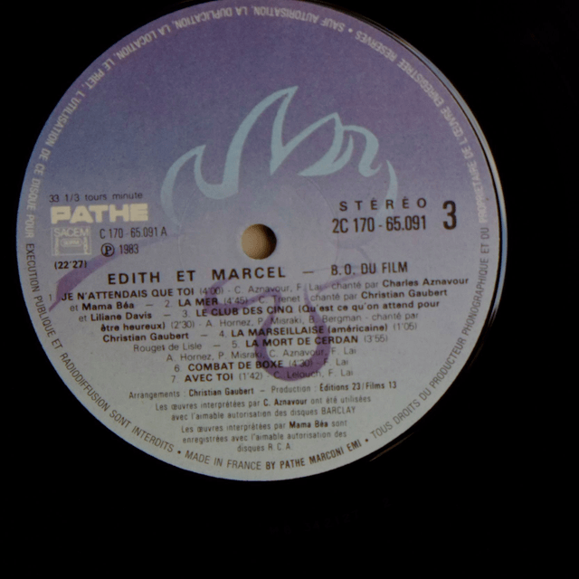 EDITH & MARCEL - B.O du film