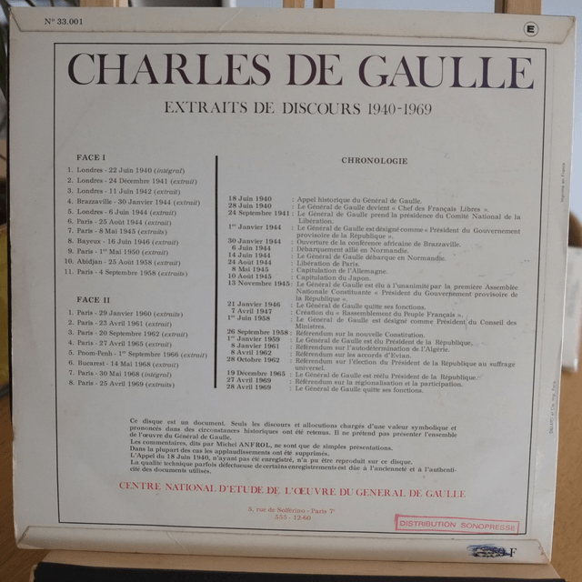 CHARLES DE GAULLE - Discours historiques 1940-1969